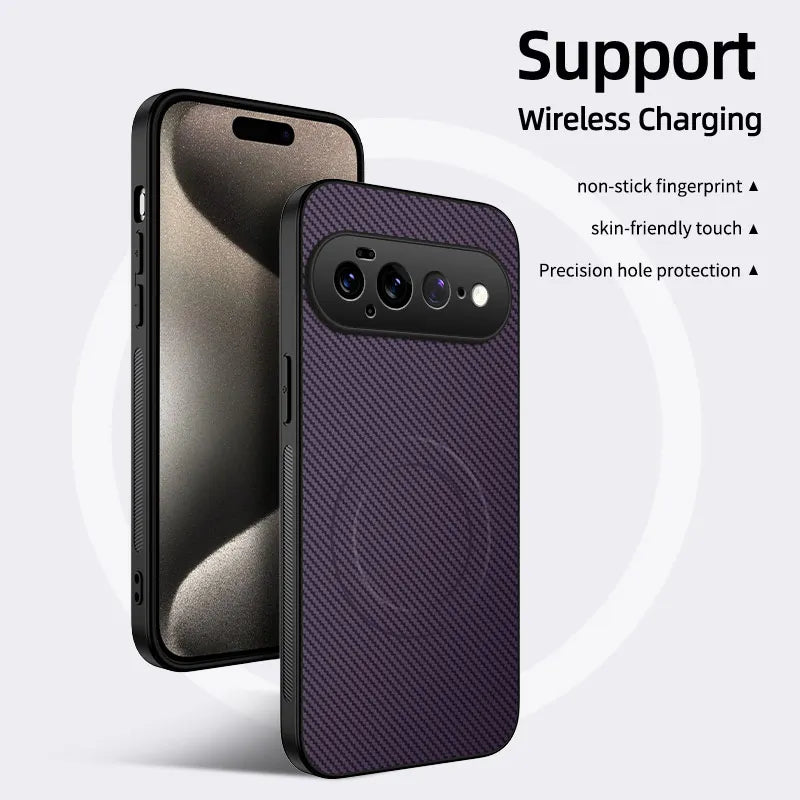 Hard PC+Carbon Fiber Texture For Magsafe Magnetic Case for Google Pixel 11 Pro 9 8 7 6 5 4 3 10 Pro XL 10A 9A 8A 7A 6A 5A 4A 3A
