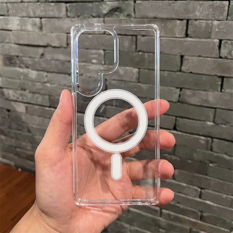 Clear Hybrid Hard PC Phone Case For Samsung Galaxy S26 S25 Edge S24 S23 S22 S21 S20 Note20 Ultra 10 Plus FE Magsafe Cover