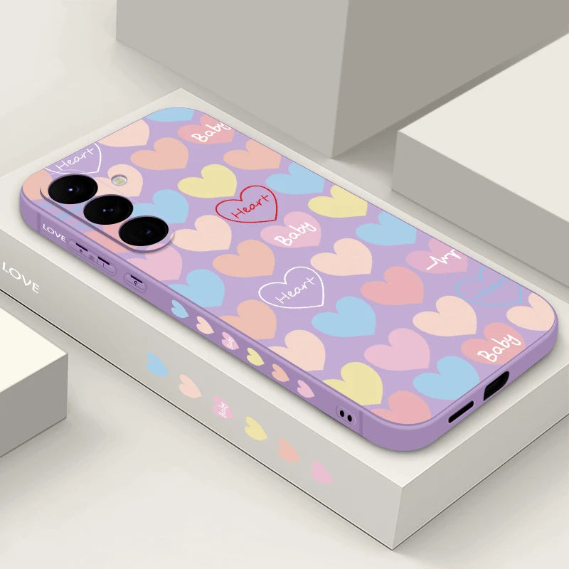 Love Hearts Lanyard Case For Samsung Galaxy S24 S23 Ultra S25 S22 S21 S20 FE A16 A26 A36 A56 A14 A34 A15 A25 A35 A55 A54 5G Capa