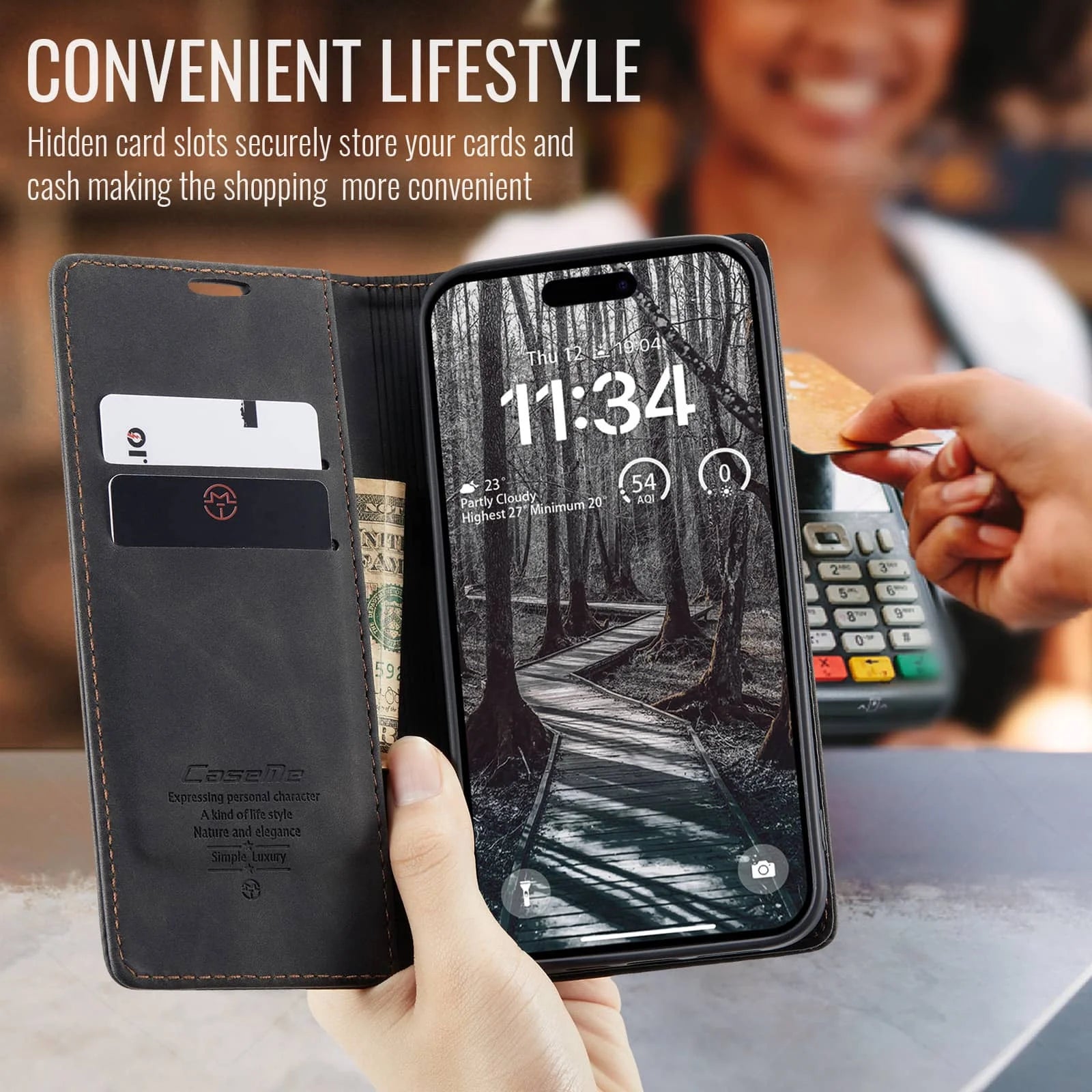Flip Wallet Case for iPhone 17 Pro Max 17 iPhone Air 17 Pro, Leather Magnetic Folio Cover with Card Holder, Kickstand - TPU Case