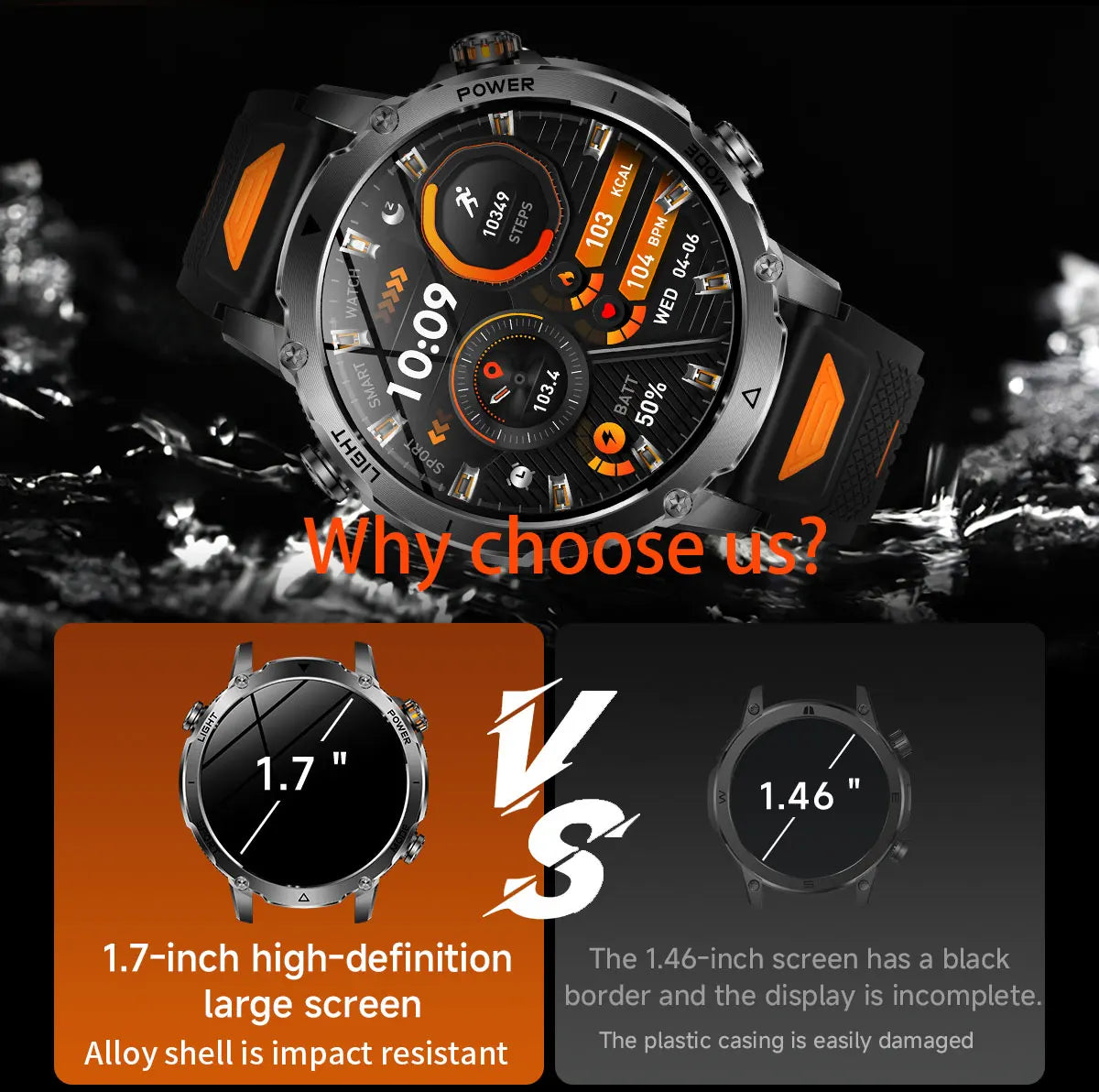 New 1400mAh Big Battery Smart Watch Men Outdoor GPS Flashlight IP68 Waterproof Bluetooth Call AMOLED Military Sports Smartwatch