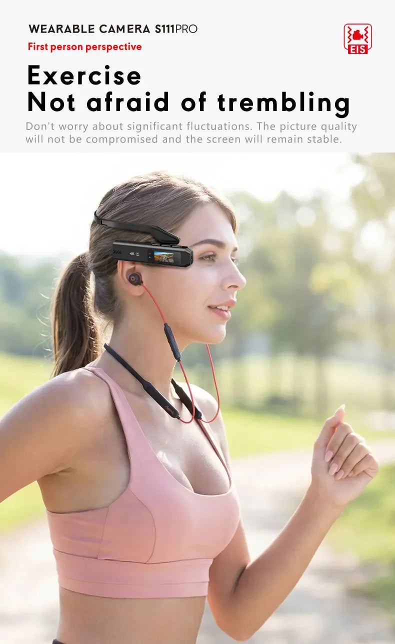 S111PRO 110° Wide Angle Head Camera 21g Ultra-Light Wearable Camcorder for Vlog Outdoor Sports
