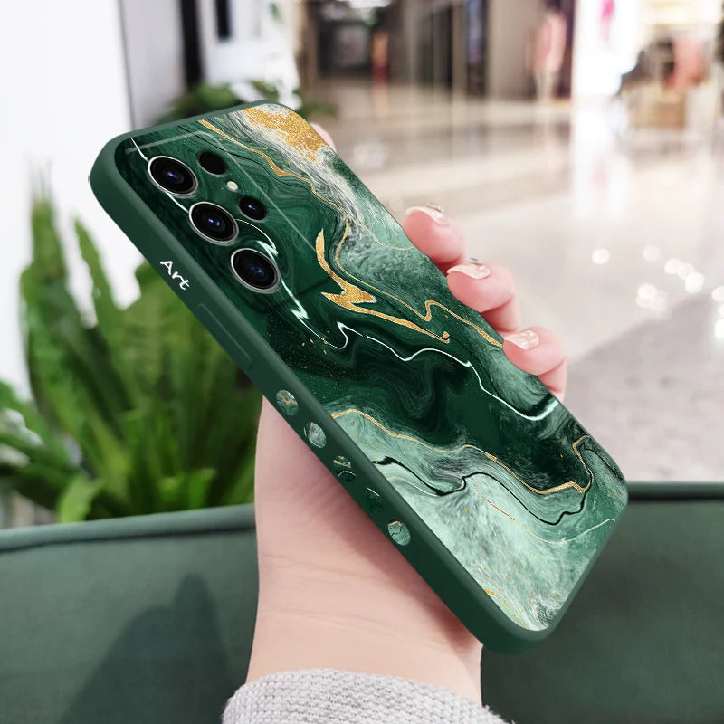 Gold Marble Phone Case For Samsung Galaxy S25 FE S24 S23 S22 S21 S20 S10 S10E Ultra Plus Note 20 Ultra 10 Plus Cover