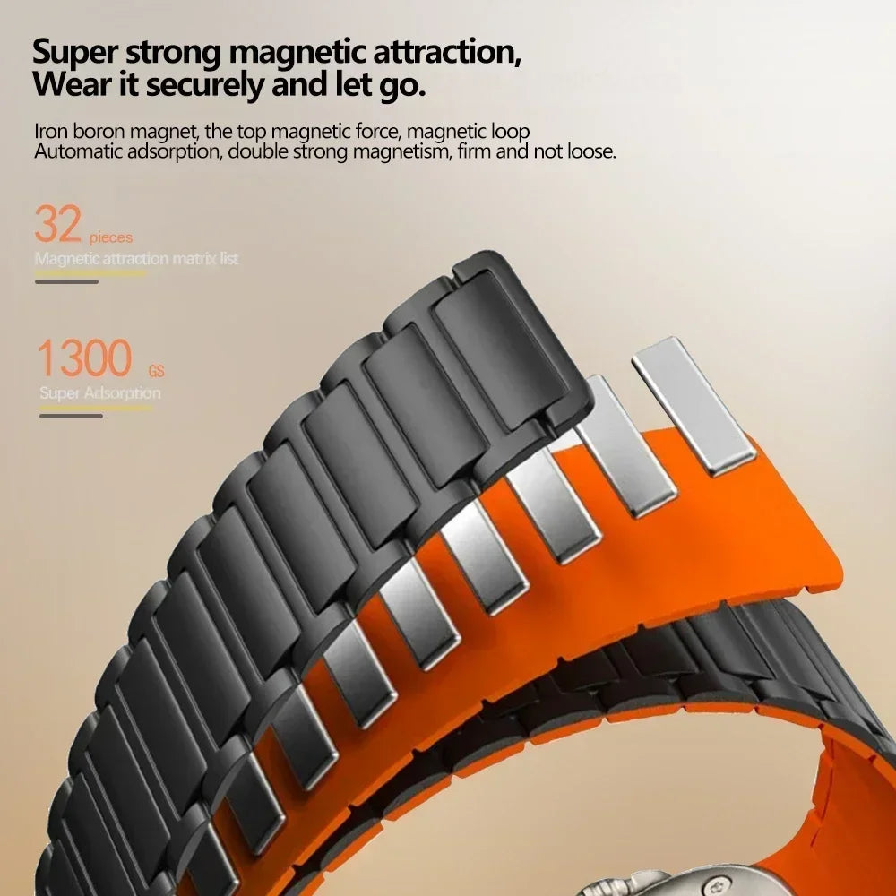 Hot Magnetic Loop For Apple Watch Bands 44 40 49 45 41 38mm Silicone Bracelet iWatch Series 11 10 9 8 7 6 5 4 3 Se Ultra 3/2 Str