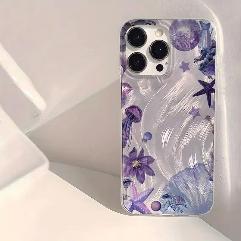 Glossy Colorful Shell Summer Ocean Pattern Phone Case For iPhone 17 Pro 16 15 14 Plus 13 12 11 Pro Max 16E 17Air XR XS Max Cover