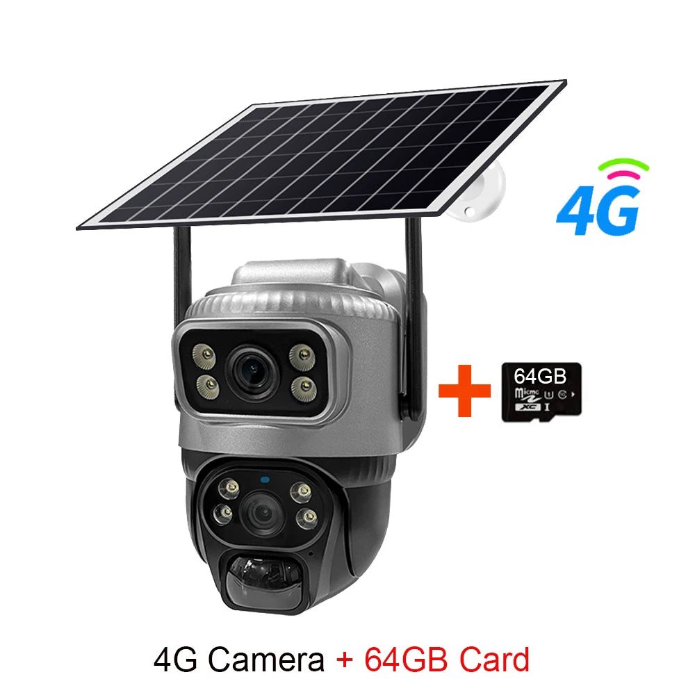 V380 4G Camera With Sim Card Solar Panel Low Power Waterproof CCTV Camera Support PIR Human Detect Night Vision Built in Battery