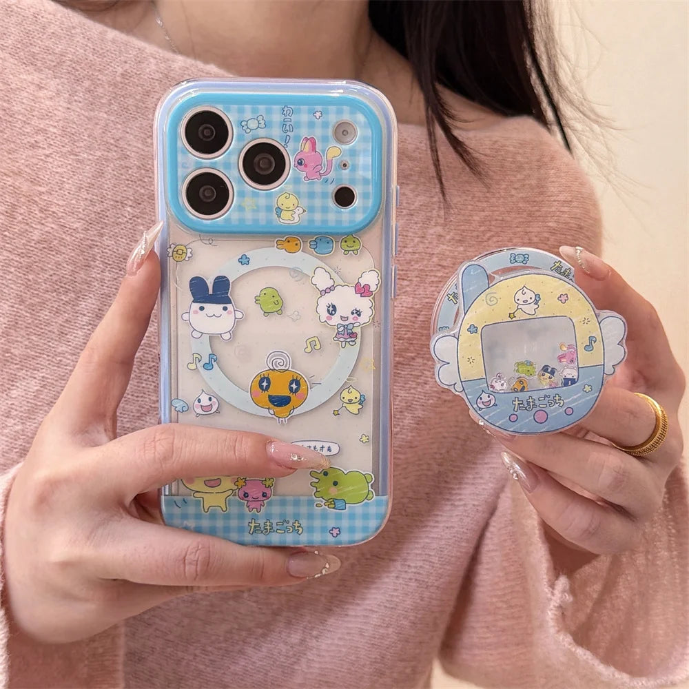 Funny Cartoon Plaid Magnetic Phone case  for iPhone 17 Pro 15 14 13 17 Max 16 Pro Max Cover With Magsafe Rocker Stand Cute Cases