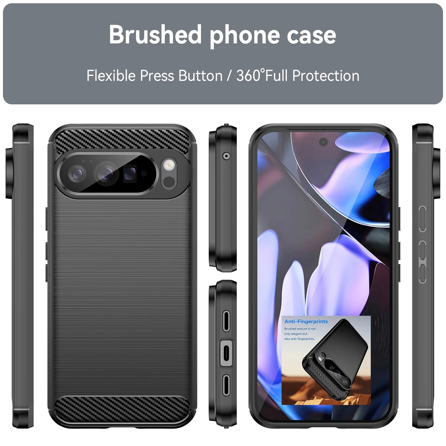 For Google Pixel 10 9 Pro XL Rubber Carbon Fiber Soft TPU Silicone Back Cover For Google Pixel 8 7 Pro 9A 8A 7A 6A Phone Case
