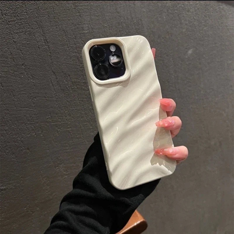 Soft Water Ripple Pattern Phone Case For iPhone 11 12 13 14 15 16 17 Pro Max X Xs Max XR 7 8 Plus SE 2020 Air Bumper Cases Cover