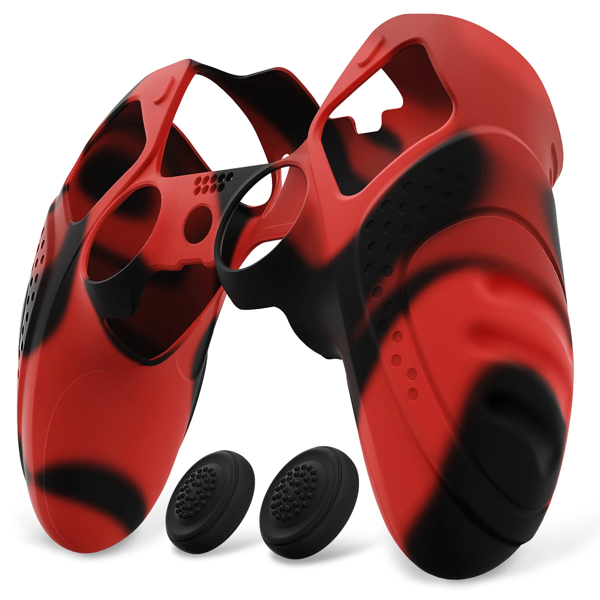 PlayVital Anti-Slip Silicone Cover for PS5 Edge Controller, Rubber Protector Case with Thumb Grip Caps - Guardian Edition Series