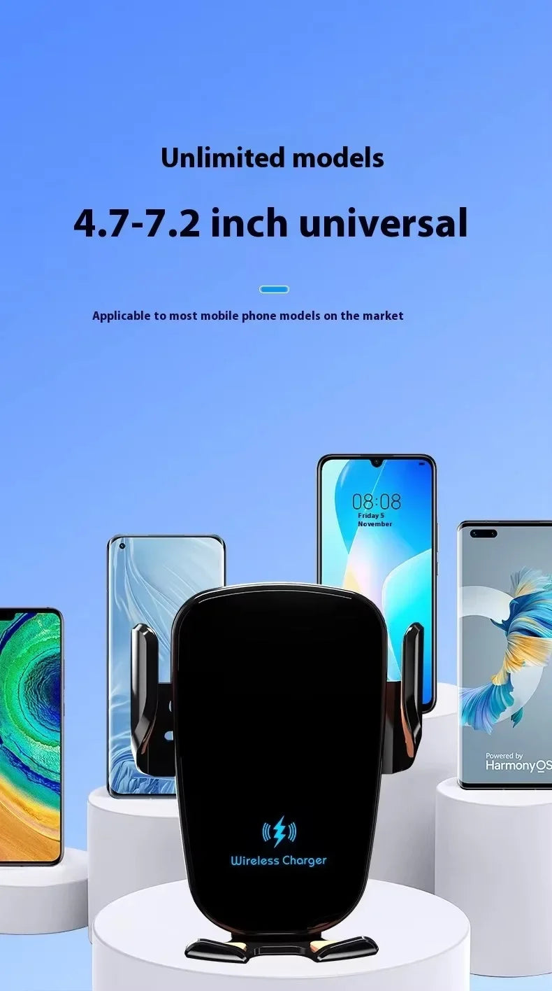 UYUXIO Wireless Car Charger Fast Charge Manual Clamping Air Vent Car Phone Holder for Samsung Android Phones iPhone 16 15 14 13