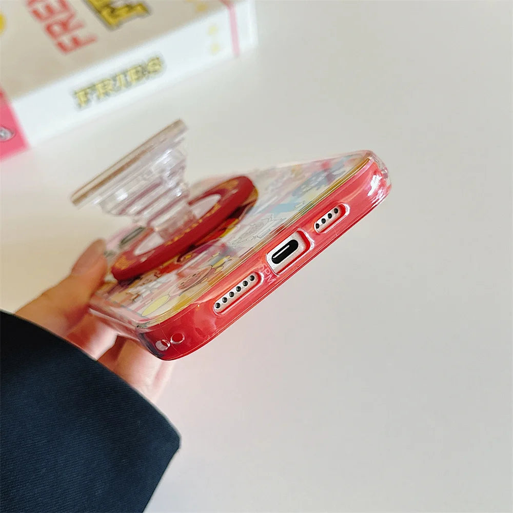 Anime cartoon bread superhero phone case, suitable for iPhone 13, 14, 15, 16 Pro Max Fundas, with stand and shock-absorbing prot