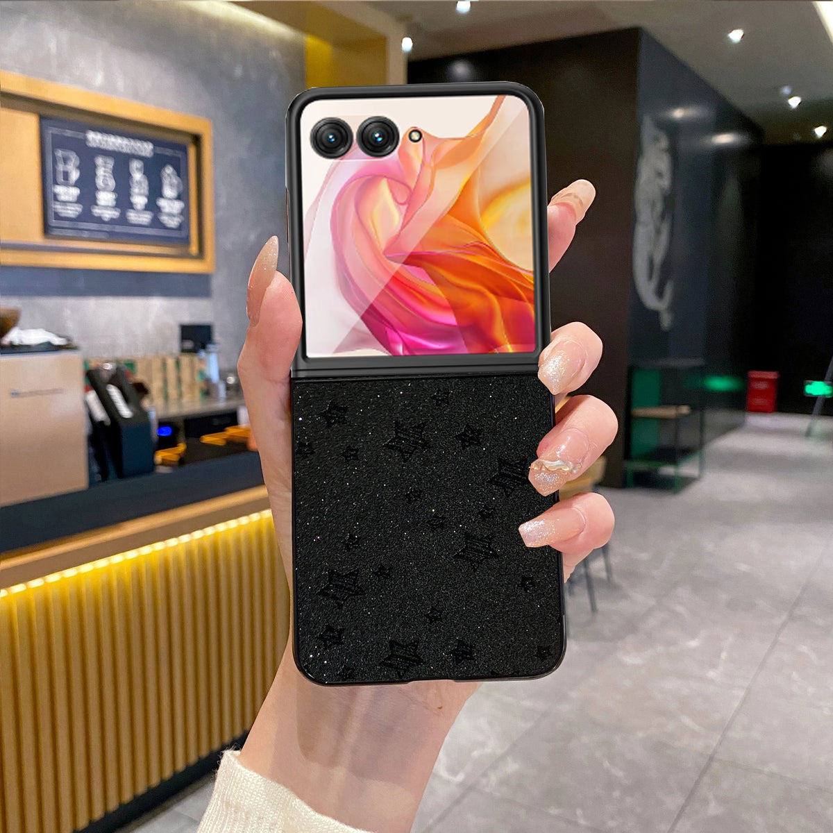Luxury Stars Pattern Artificial Leather Phone Case For Motorola Razr 50 60 70 Ultra + 2024 + 2025 +2026 Matte Hard Fashion Cover