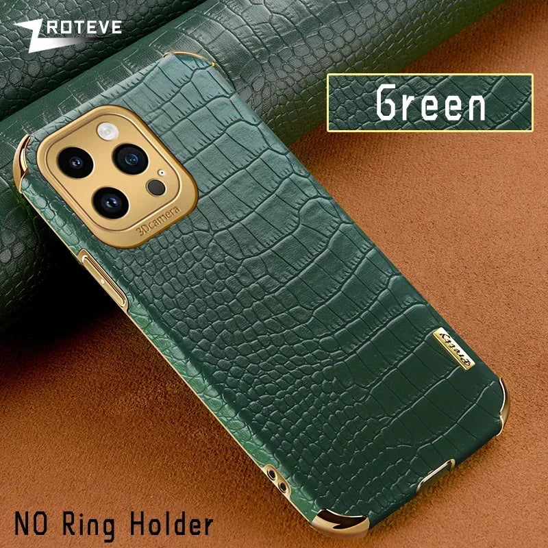 For iPhone16 Pro Zroteve Crocodile Leather Ring Holder Soft Cover For iPhone 16 15 14 13 12 11 Pro Max SE 2 3 iPhone15 Plus Case