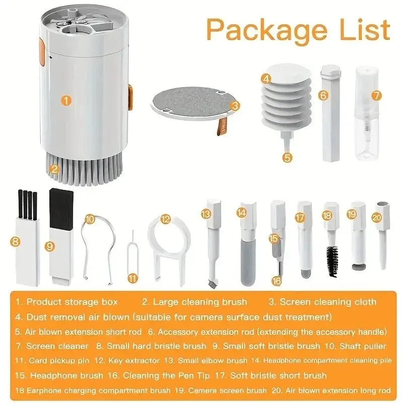 20-in-1 Cleaner Kit Computer Keyboard Cleaning Brush Headphones Camera Phone PC Cleaning Pen Screen Cleaning Tools Keycap Puller