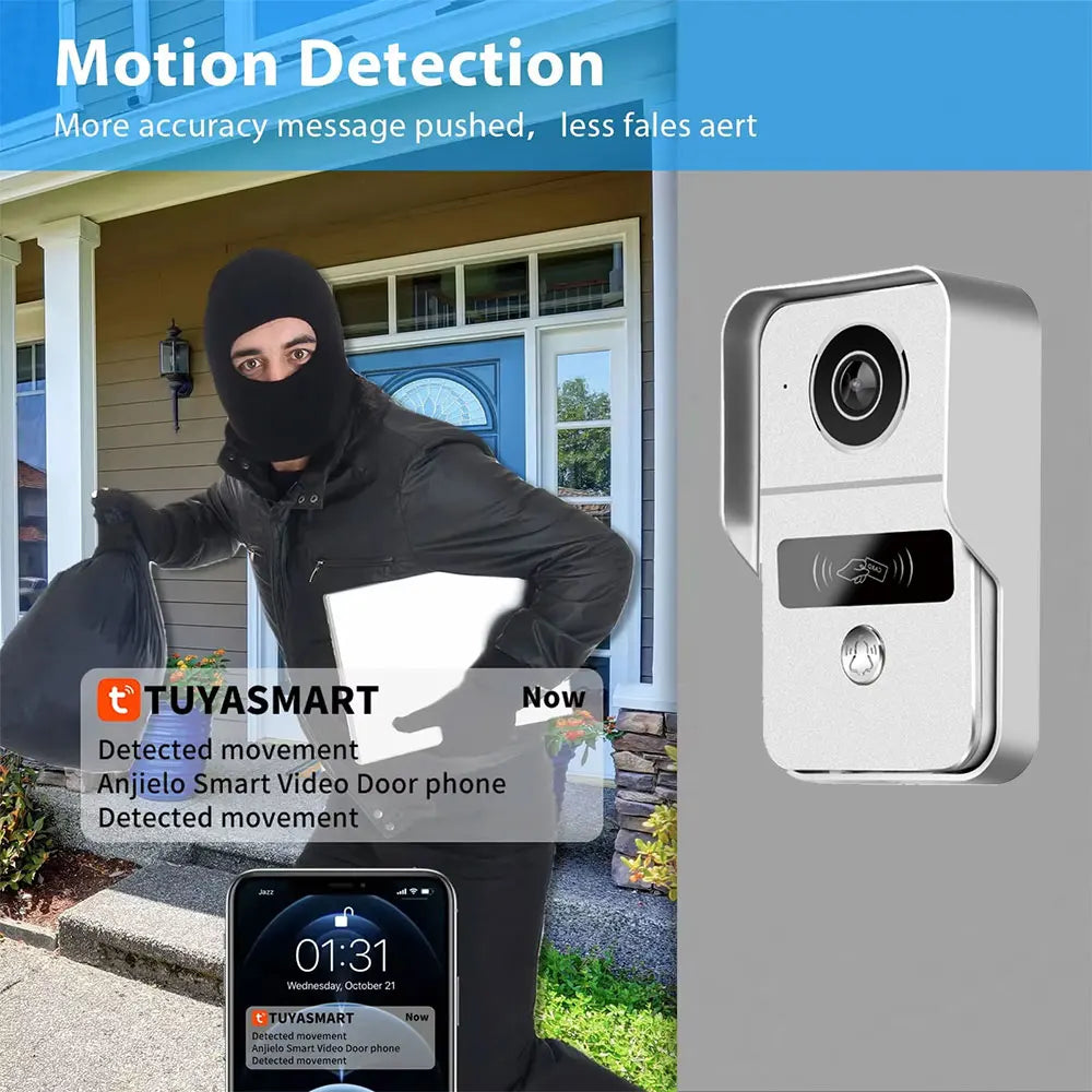 1080P Tuya Smart Doorbell Camera Home Video Intercom 5G Wifi 2 Wires 7/10 Inch Wireless Video Doorphone System 5-in-1 NFC Unlock