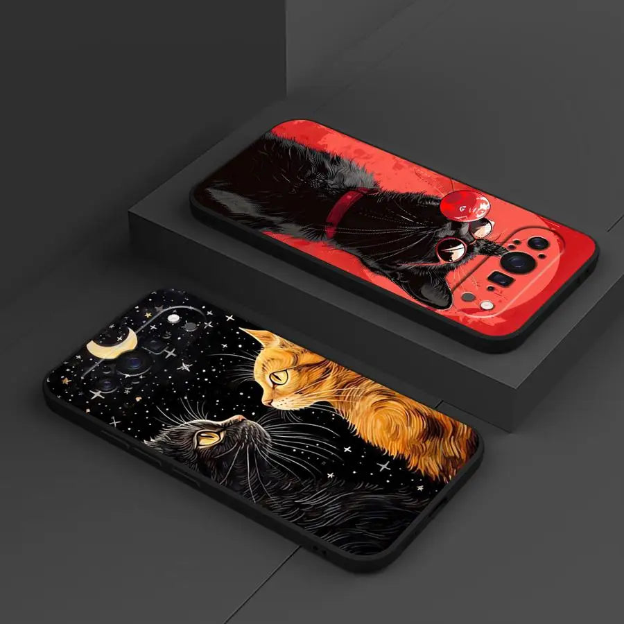 Starry Sky Cat Funda Phone Cover Case for Google Pixel 6a 6 7 8 Pro 10 9 Pro XL 7a 8a 9a