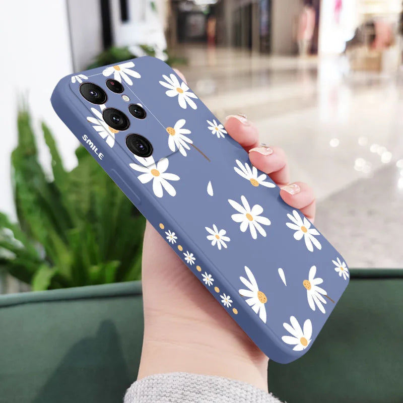 Plain Daisies Phone Case For Samsung Galaxy S25 S24 S23 S22 S21 S20 S10 S10E Ultra Plus FE Note 20 Ultra Plus Cover