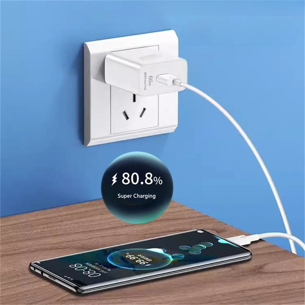 USB Fast Charger 66W Fast Charging QC3.0 EU/US Plug Wall Adapter 6A USB To Type C Cable For Huawei Mate 50 60 Nova 10 Honor 100