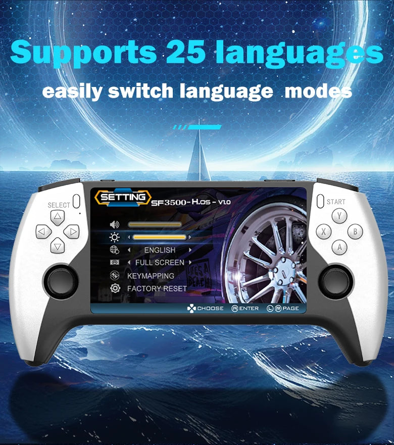 Multifunctional 5 Inch IPS HD Retro Handheld Game Console SF3500 Support Multi-System with FHD Port& Dual Core,256GB Expandable