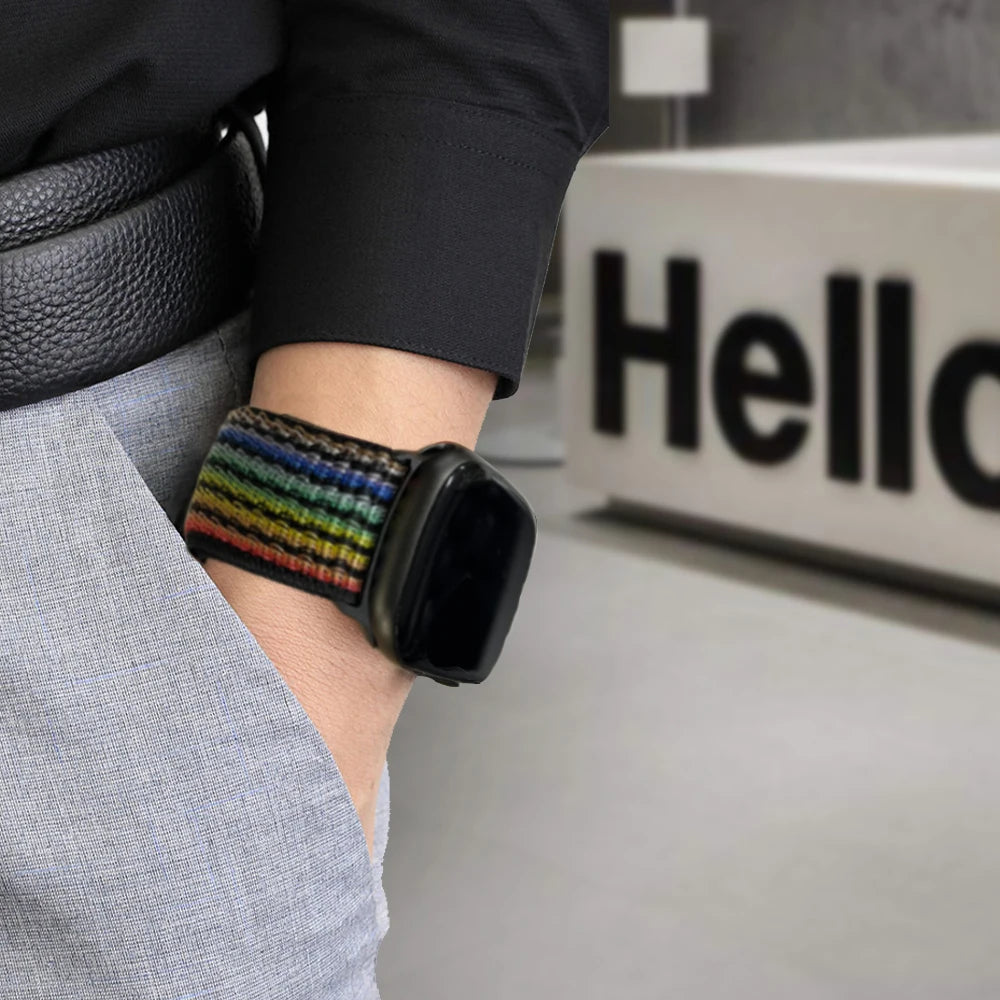 Nylon loop Correa For Apple Watch Bands 45mm 44mm 46mm 40mm 49mm 41mm 42mm Bracelet iWatch Series 12 11 Se 7 8 9 10 ultra 3 4