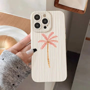 Palm Tree Stripes Pattern Silicone Phone Case For Samsung Galaxy S26 S25 S24 S23 Ultra S22 S21 S20 Plus FE A35 A55 Soft Cover