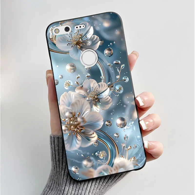 For Google Pixel XL Case Luxury Fashion Butterfly Flowers Black Soft TPU Silicone Back Cover For Google Pixel 1 1XL Phone Cases