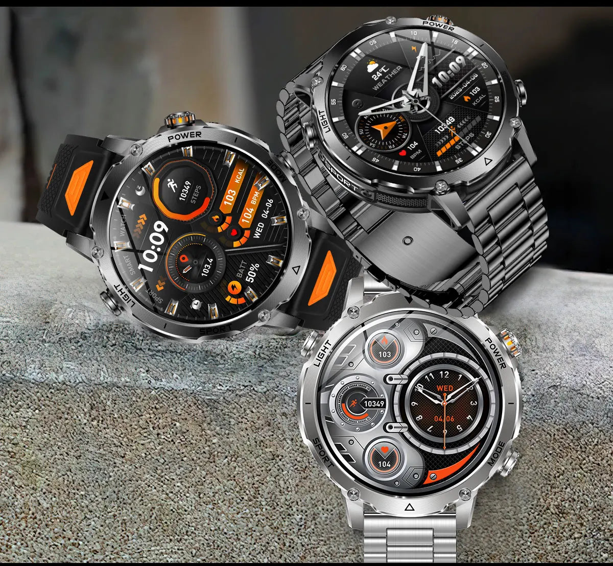 New 1400mAh Big Battery Smart Watch Men Outdoor GPS Flashlight IP68 Waterproof Bluetooth Call AMOLED Military Sports Smartwatch