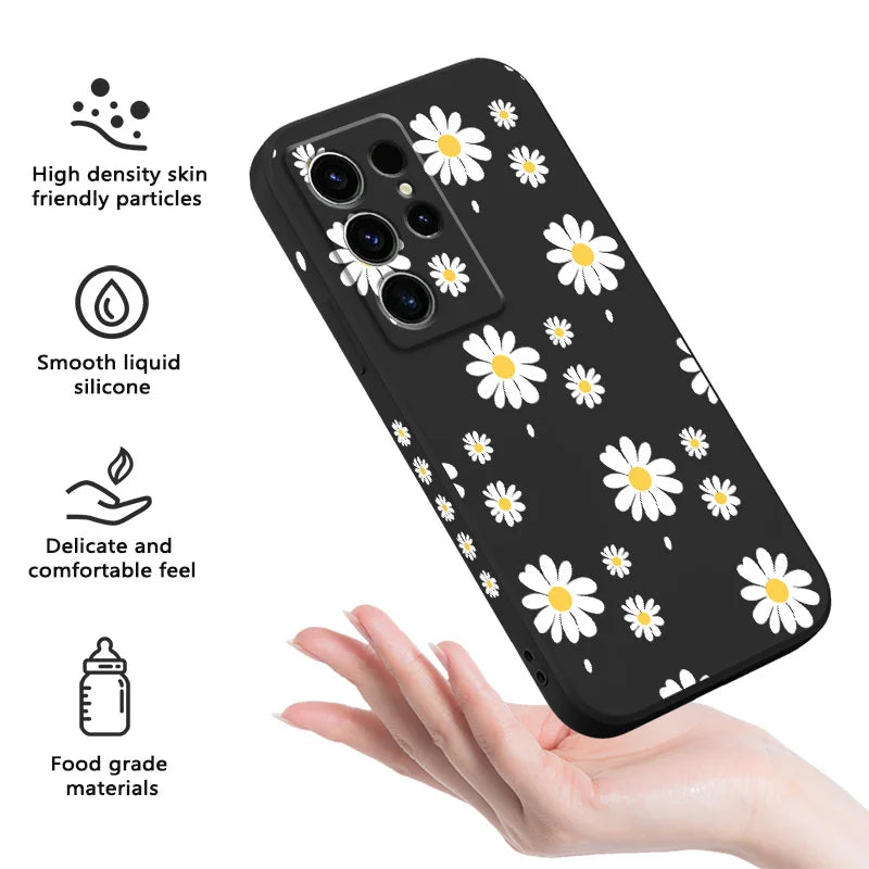 Daisy Petals Phone Case For Samsung Galaxy S25 S24 S23 S22 S21 S20 S10 S10E Ultra Plus FE Note 20 Ultra Plus Cover