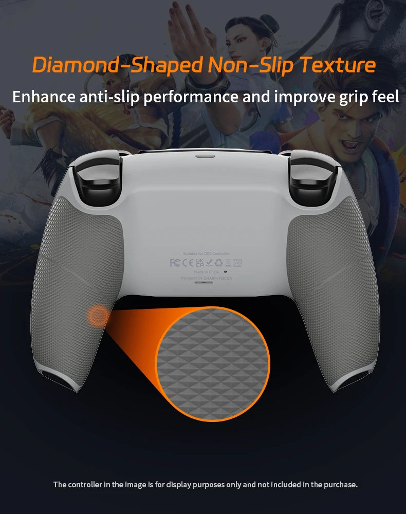 Redesigned PS5 Controller Two-color Non-slip Bottom Case Replacement for BDM-010, 020, 030, 040, 050 060 Model