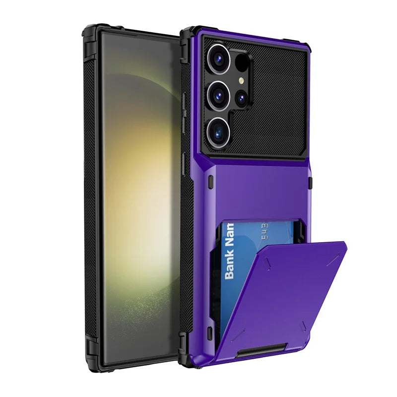 Wallet Case for Samsung Galaxy S24 S23 S22 S21 S20 Ultra FE S10 Note 10 Plus 20 9 Cover Shockproof Armor PC Flip Card Slot Case