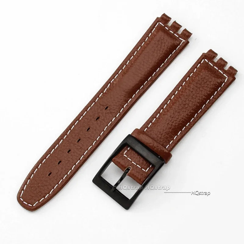 Watch Strap for Swatch 17mm Genuine Cowhide Leather Bracelet Men Women Waterproof Sport Replacement Watchband Belt Accessories