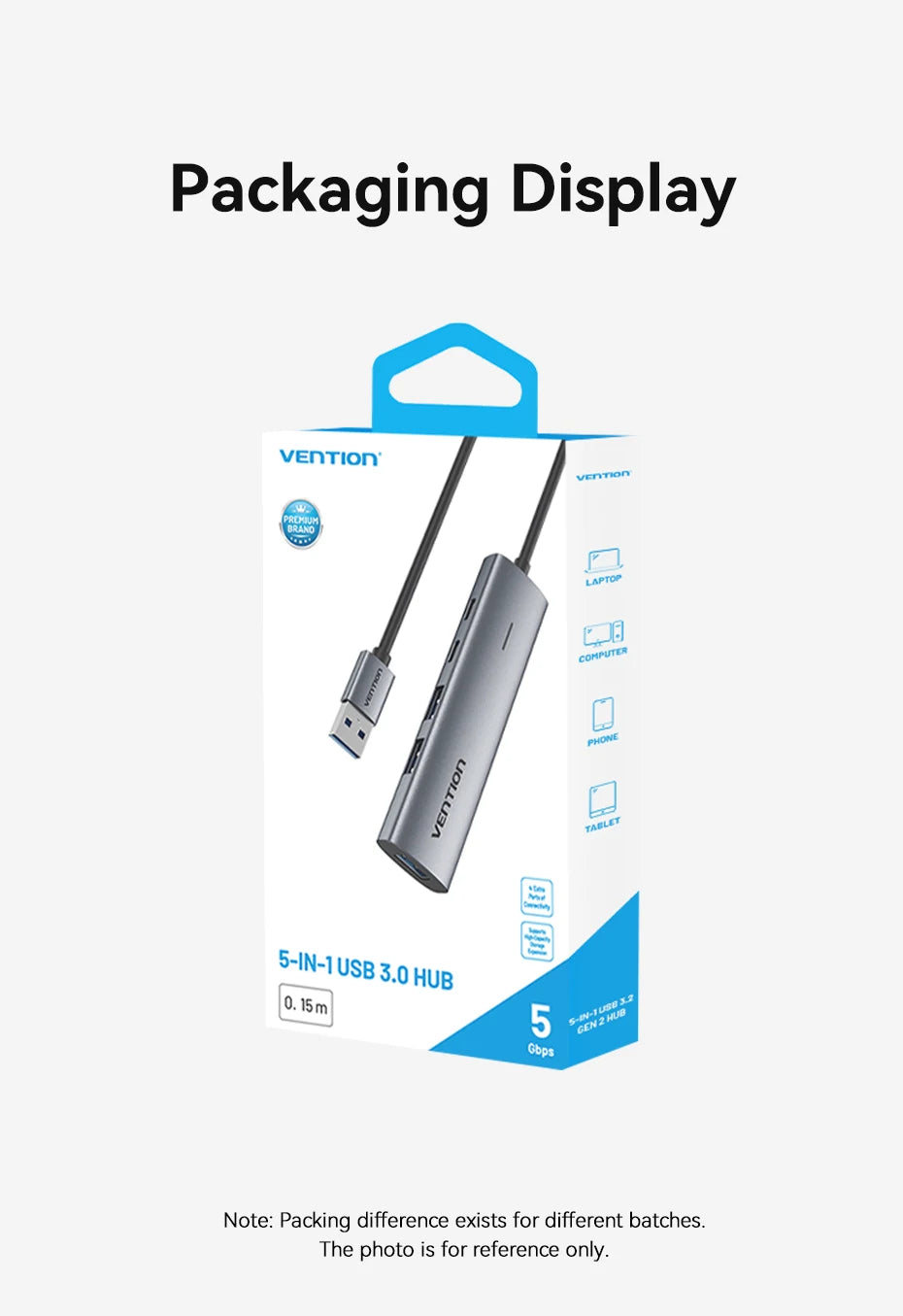 Vention USB A 3.0 HUB Metal Shell USB C 3.2 Gen 1 5Gbps Multi Adapter Splitter for Macbook Air Dell Lenovo PC Desktop Multi Hub