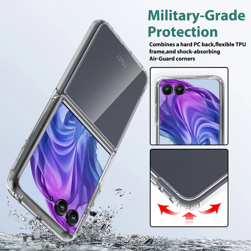 For Motorola Moto Razr 50 60 Ultra, Razr+ 2024 2025 Case ELVEV Anti-drop TPU Hard PC Transparent Phone Cover