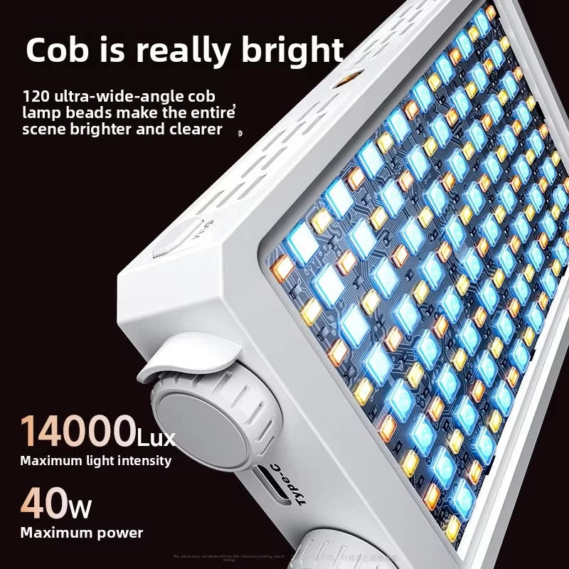 40W Mini Portable LED Fill Video Light with Built-In Rechargeable Battery Fill Light for Mobile Phone Charging PD