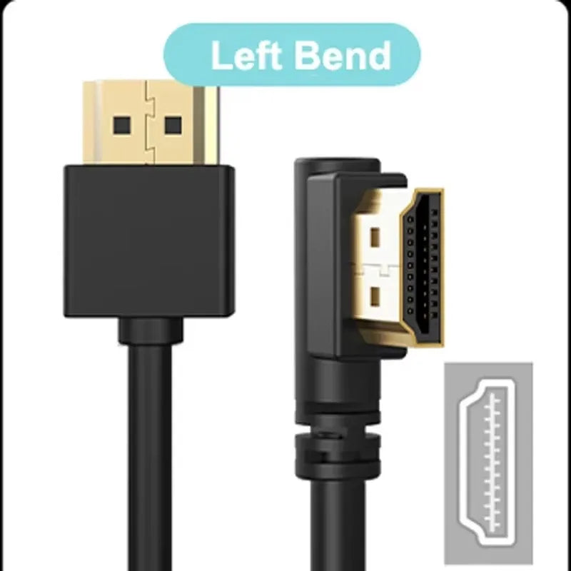90 Degree HDMI 2.0 Cable - Graphene Enhanced for Space-Saving Installations | 4K, 3D & High Refresh Rate Aux Cable  Hdmi Cable