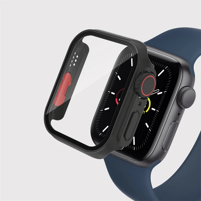 Glass+Case for Apple Watch 44mm 45mm 41mm 40mm 42mm 38mm Screen Protector Cover Change Ultra Bumper iWatch Series 9 8 7 SE 6 5 3