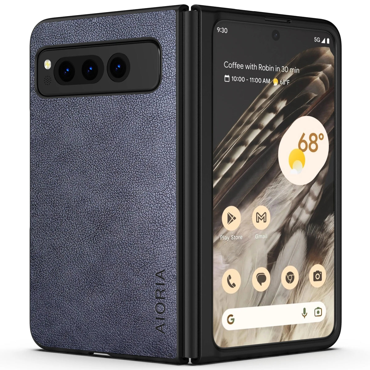 PU Leather Case for Google Pixel Fold 5G Simply Business Style Hard PC with PU 2in1 Material