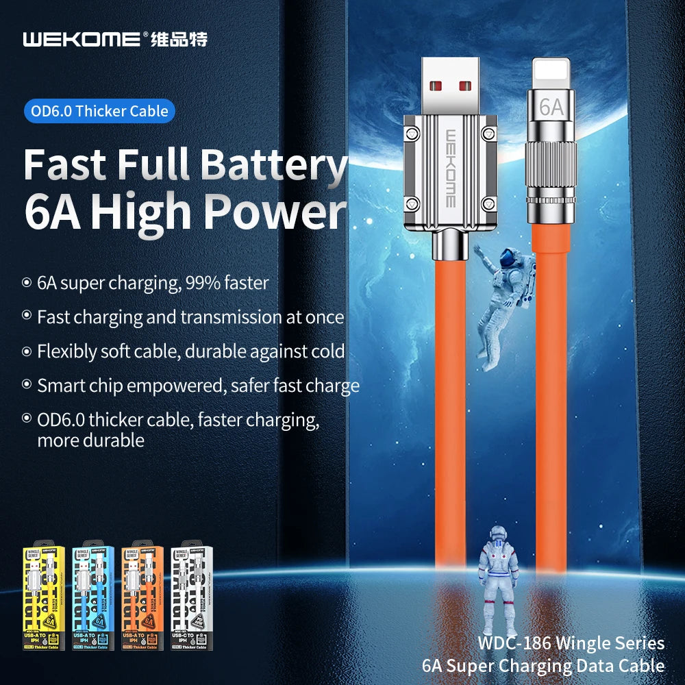 WEKOME 100W Fast Charging Cable Type C 20W USB C to Lightning Liquid Silicone Cable for iPhone 14 15 Pro Max Xiaomi Realme Redmi