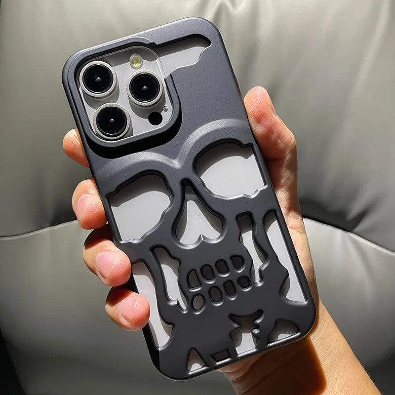 Cool Hollow Heat Dissipation Cool Skull Ghostface Plating Phone Case For iPhone 17 16 Pro Max 15 14 Plus Air Fashion Slim Cover