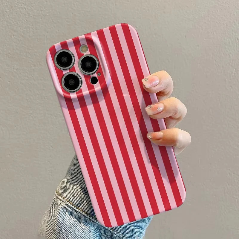 INS Fashion Pink Striped Phone Case for Samsung Galaxy S21 S22 S23 S24 S25 S26 Ultra Plus Note A73 A55 A35 A33 A25 A15 Cover