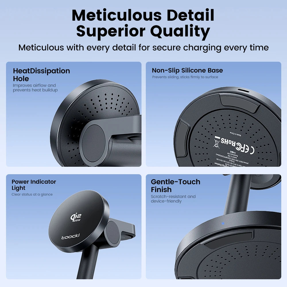 Toocki 3-in-1 Magnetic Wireless Charger 25W Qi2.2 Fast Charging Desktop Wireless Stand For iPhone 15 16 17 Apple Watch Earbuds