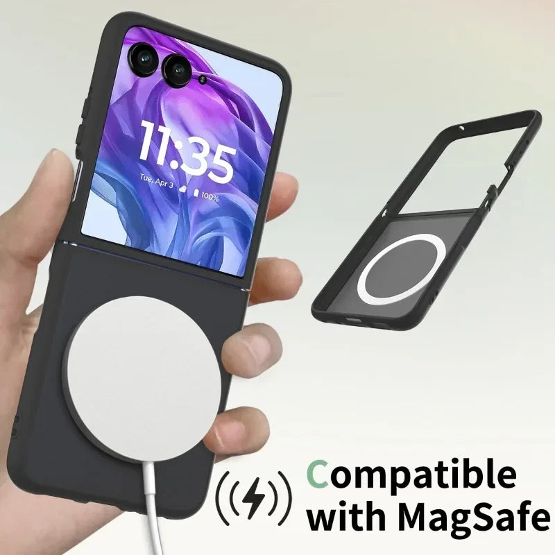 Luxury Matte Magnetic Charge Phone Case For Motorola Moto Razr 60 50 Ultra Razr + 2025 2024 2022 Skin Feel Shockproof Fold Cover