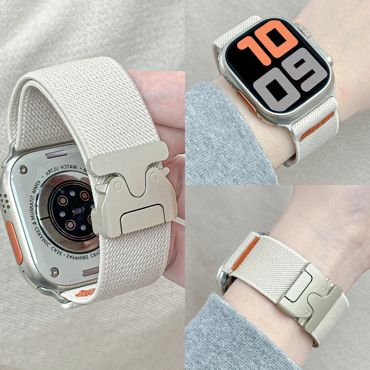 Elastic Nylon Strap for Apple Watch band Ultra 2 49mm 46-42-45mm 41-44mm parachute buckle Bracelet IWatch Series 10 9 8 7 6 SE