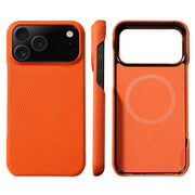 for Magsafe Case for iPhone 17 Air 15 16 Pro Max 17Pro Lychee Natural Cowhide Leather Magnetic Protector Luxury Phone Back Cover
