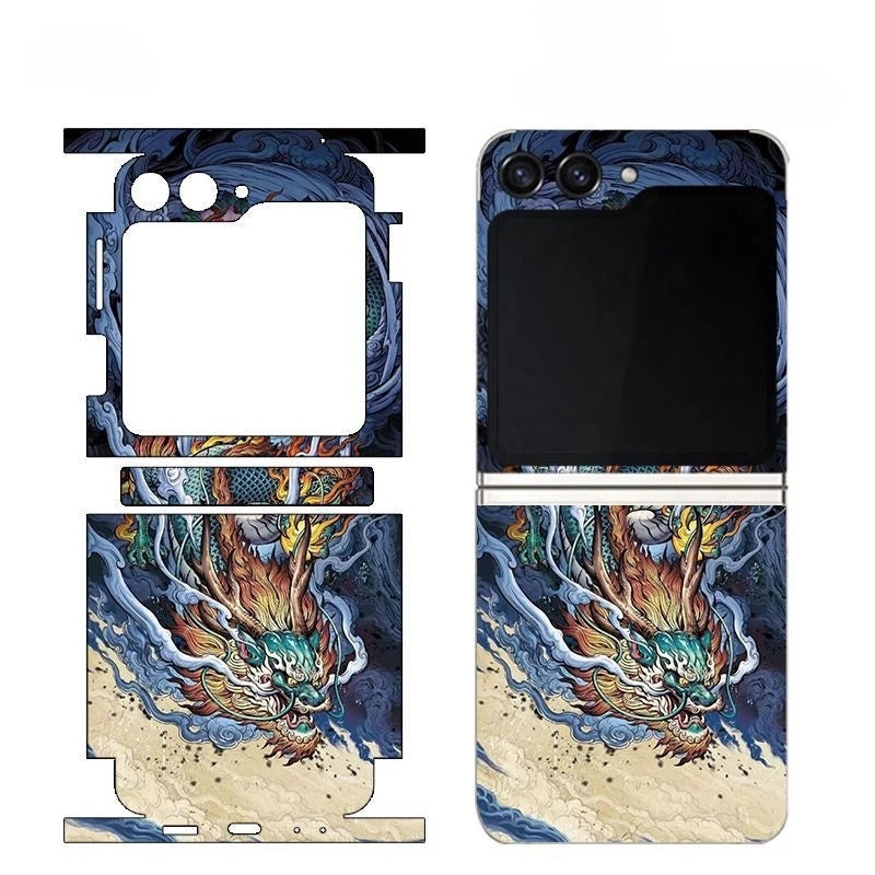 Decal Skin Sticker for Samsung Galaxy Z Flip6 5 4 7 Back Screen Protector with Hinge Film Cover Flip5 3M Wrap Colorful Sticker