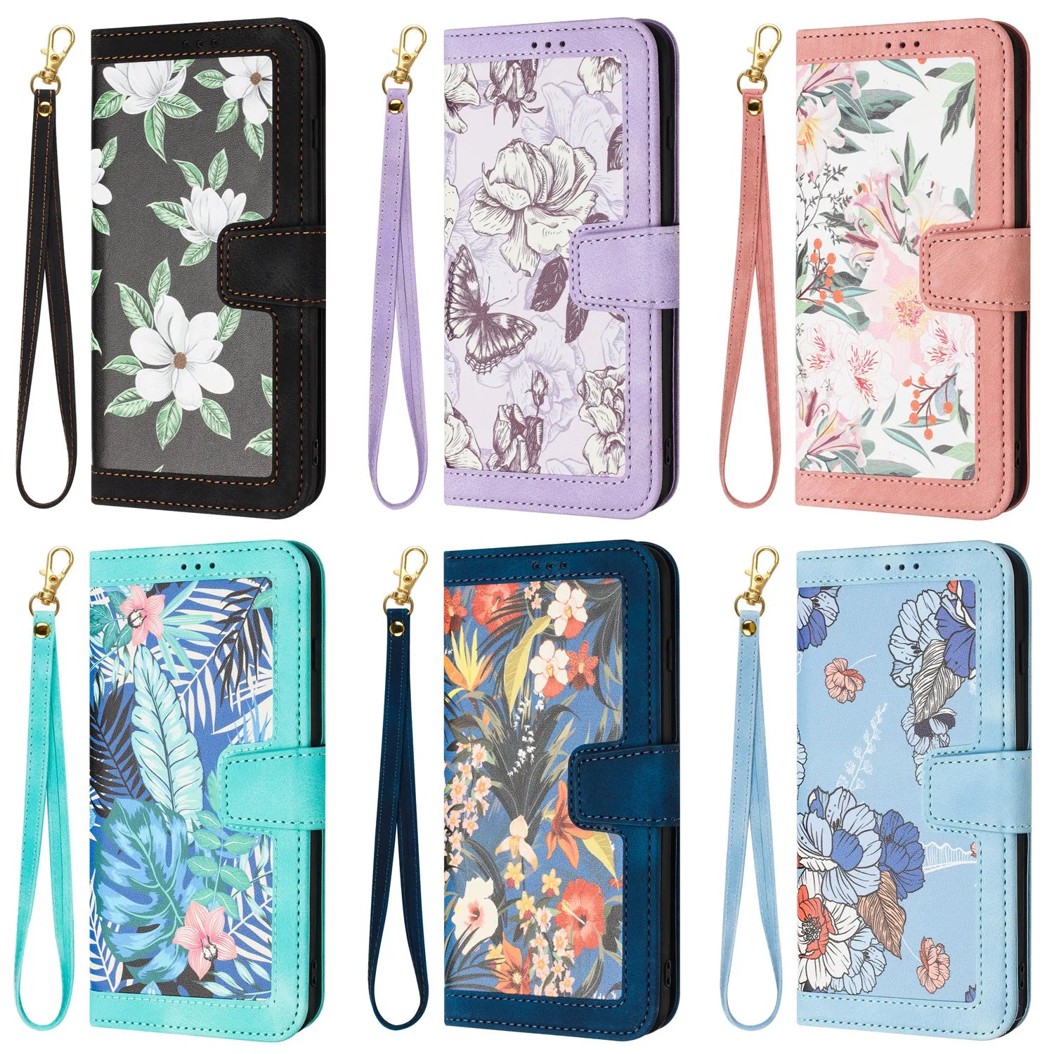 Painting Art Flower Leather Phone Wallet Case Book For Samsung Galaxy S25 S24 S23 S22 S21 S20 FE A06 A16 A26 A36 A56 Flip Cover