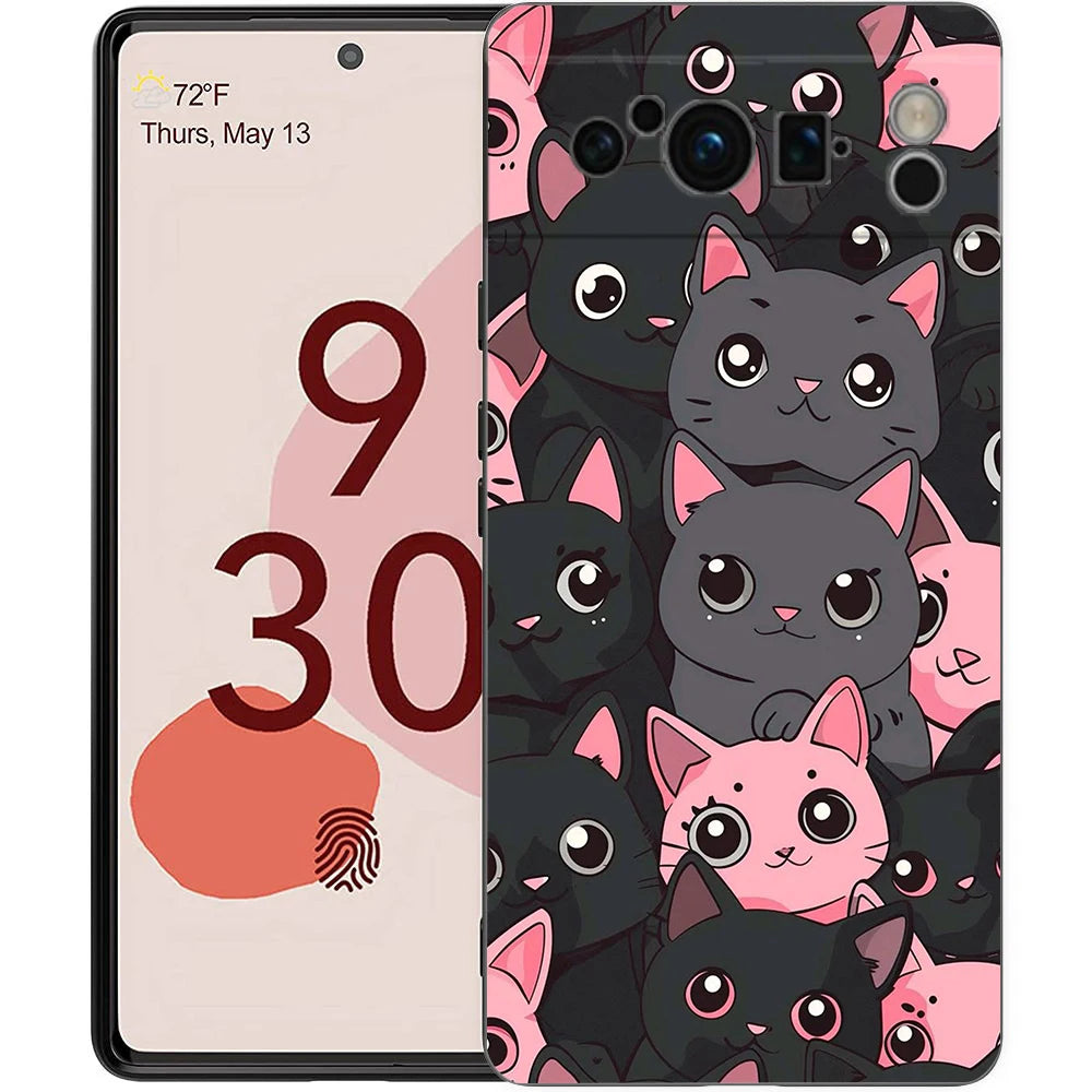 For Google Pixel 10 Pro Phone Case Pixel 9 Pro XL TPU Case Pixel 8 Pro 9A 8A 7A 7 6A 6 Pro Soft Cover Cute Cartoon Cat