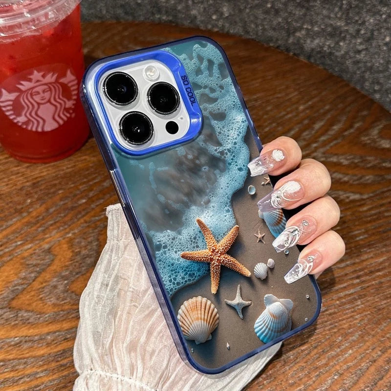 Beach Waves Starfish Phone Case For Samsung Galaxy A55 A54 A53 A35 A34 A15 A16 S26 S25 S24 S23 S22 S21 S20 Ultra Plus FE Cover