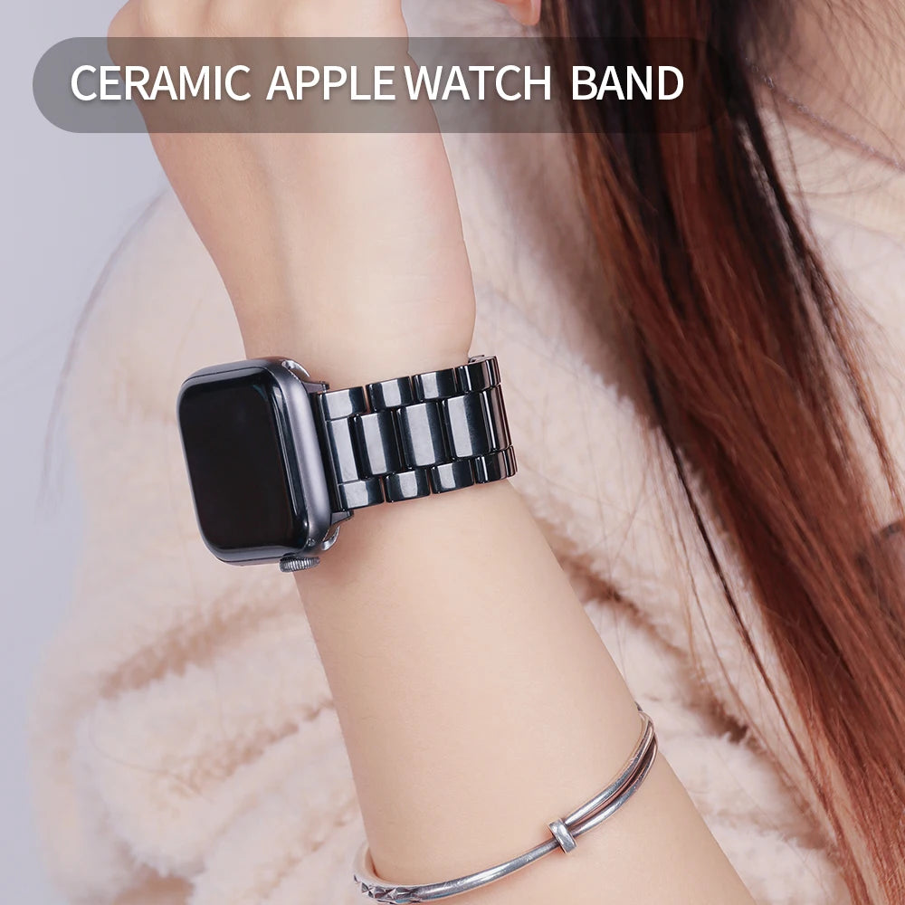 Ceramic Strap For Apple Watch Series 12 11 10 46mm 42mm Band For iWatch Ultra 4/3/2/1 49mm 9 8 SE3 Band 41mm 45mm 40mm 44mm 38mm